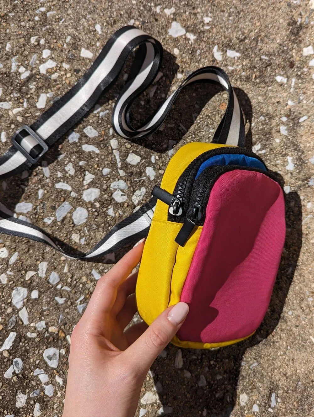 Small Colorblock Kids Crossbody Pouch - Pink, Yellow & Blue